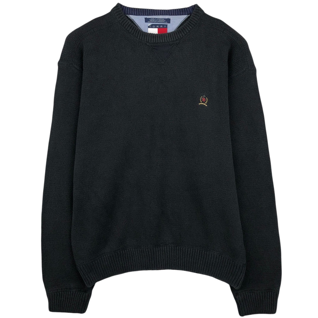 Vintage 90'S Tommy Hilfiger cotton knit sweater, size M, men's cotton black type Vintage Second Hand