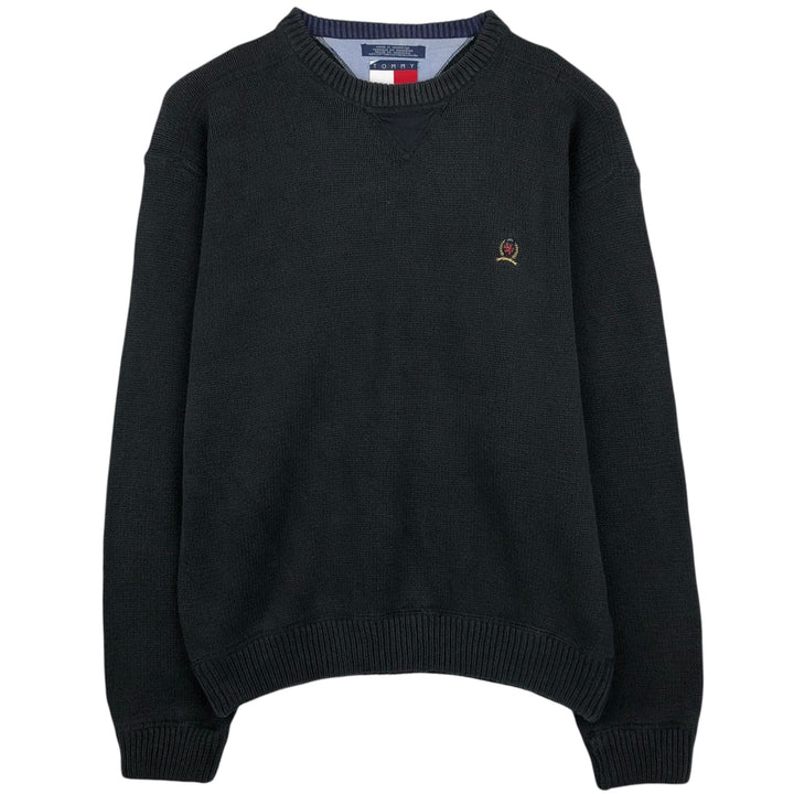 Vintage 90'S Tommy Hilfiger cotton knit sweater, size M, men's cotton black type Vintage Second Hand