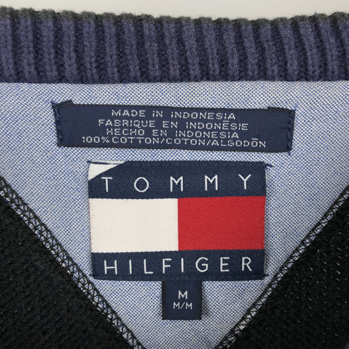 Vintage 90'S Tommy Hilfiger cotton knit sweater, size M, men's cotton black type Vintage Second Hand
