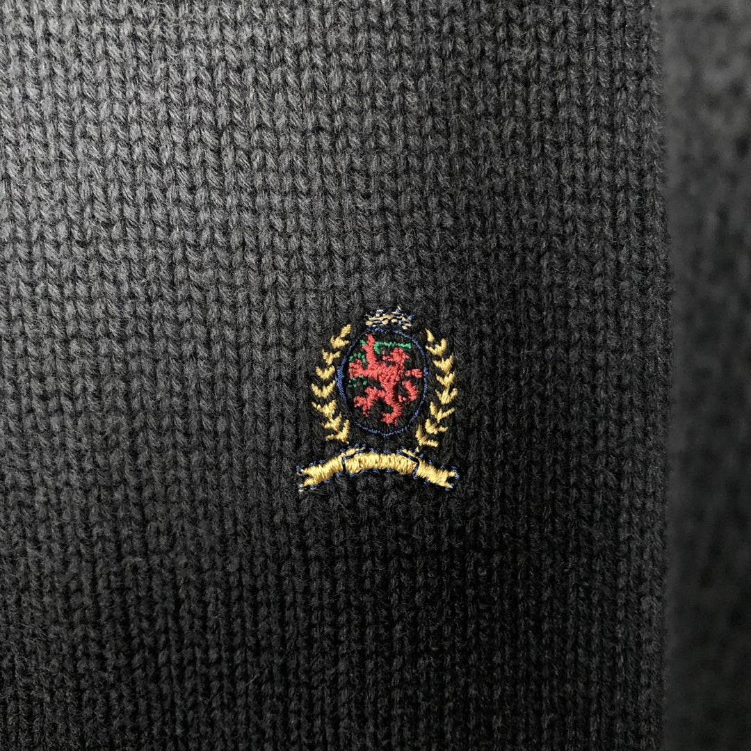 Vintage 90'S Tommy Hilfiger cotton knit sweater, size M, men's cotton black type Vintage Second Hand