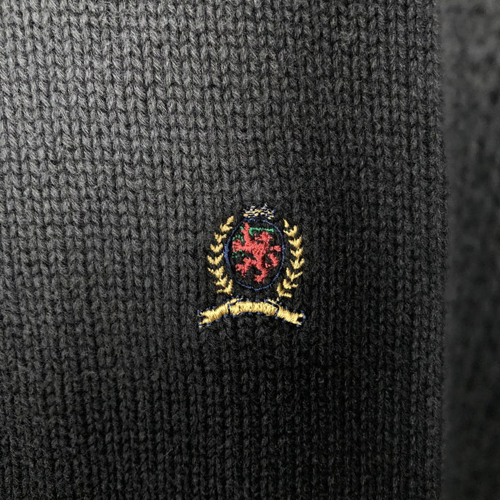Vintage 90'S Tommy Hilfiger cotton knit sweater, size M, men's cotton black type Vintage Second Hand