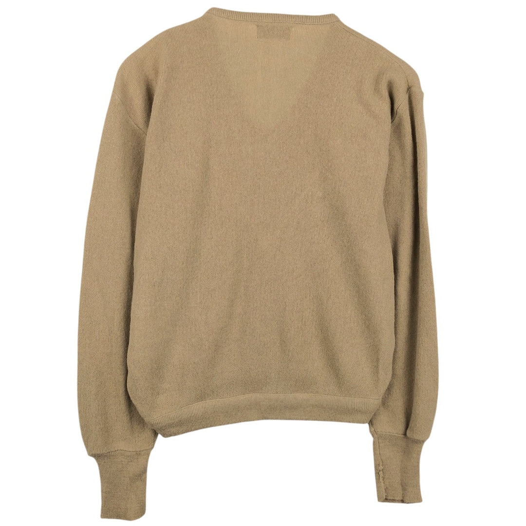 Lacoste IZOD V-neck acrylic knit sweater, made in the USA, men's size M. acrylic Beige type Vintage Second Hand