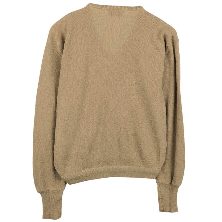 Lacoste IZOD V-neck acrylic knit sweater, made in the USA, men's size M. acrylic Beige type Vintage Second Hand