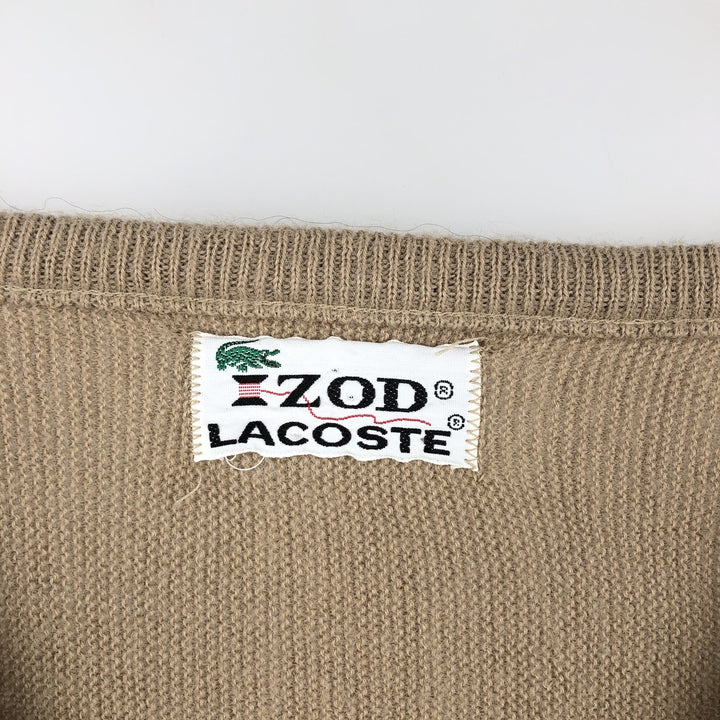 Lacoste IZOD V-neck acrylic knit sweater, made in the USA, men's size M. acrylic Beige type Vintage Second Hand