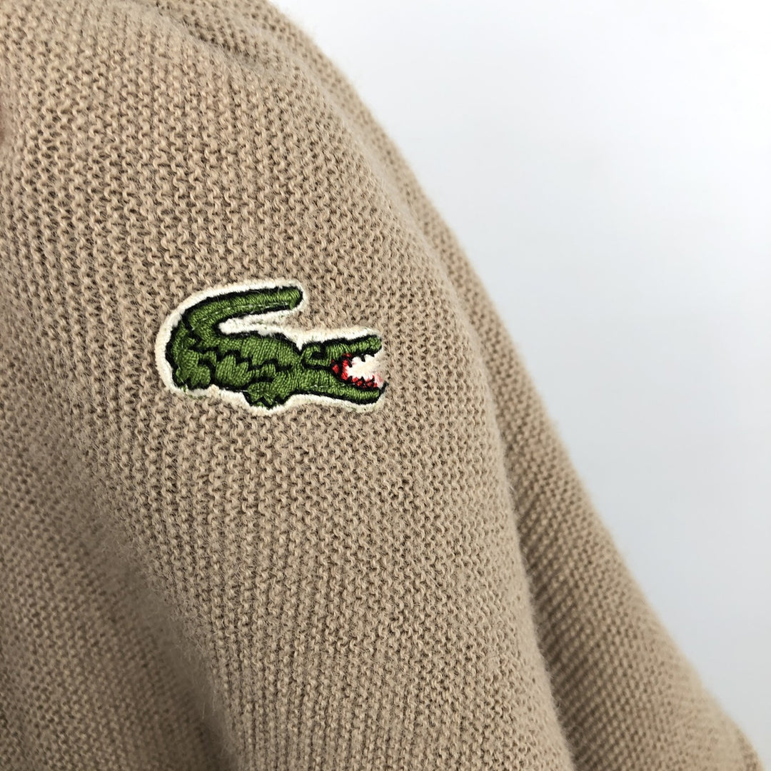 Lacoste IZOD V-neck acrylic knit sweater, made in the USA, men's size M. acrylic Beige type Vintage Second Hand