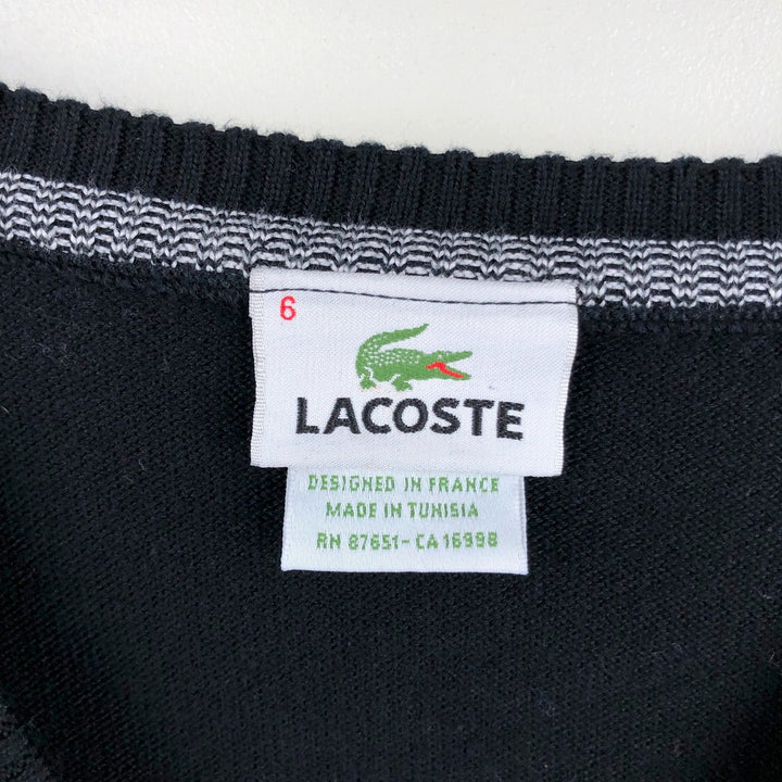 Lacoste V-neck cotton knit sweater, French design, size 6 (equivalent to men's XL), vintage. cotton navy blue type Vintage Second Hand
