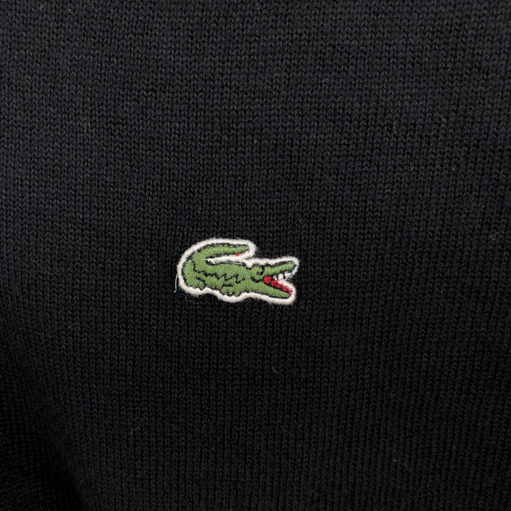 Lacoste V-neck cotton knit sweater, French design, size 6 (equivalent to men's XL), vintage. cotton navy blue type Vintage Second Hand