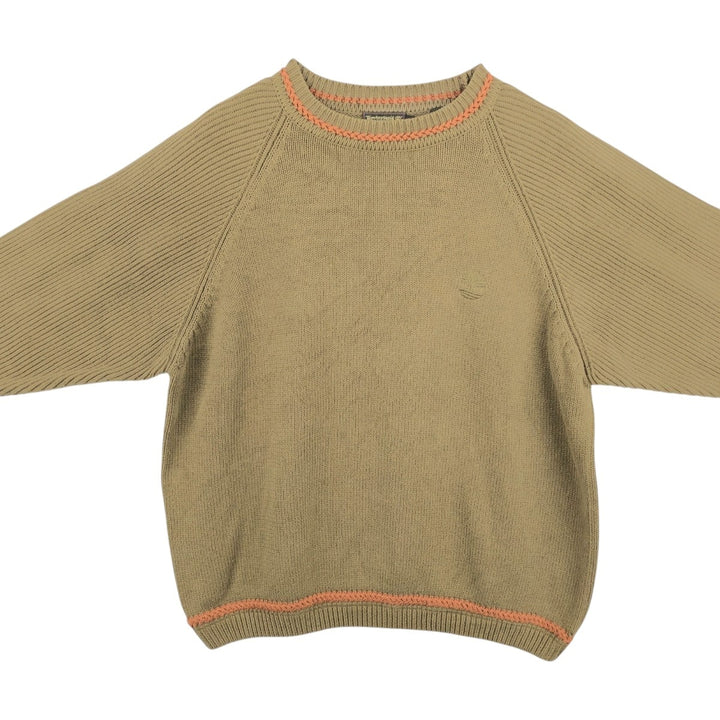 1990'S Timberland Weathergear Cotton Knit Sweater, Men's Size M (approx.), Vintage cotton Khaki type Vintage Second Hand