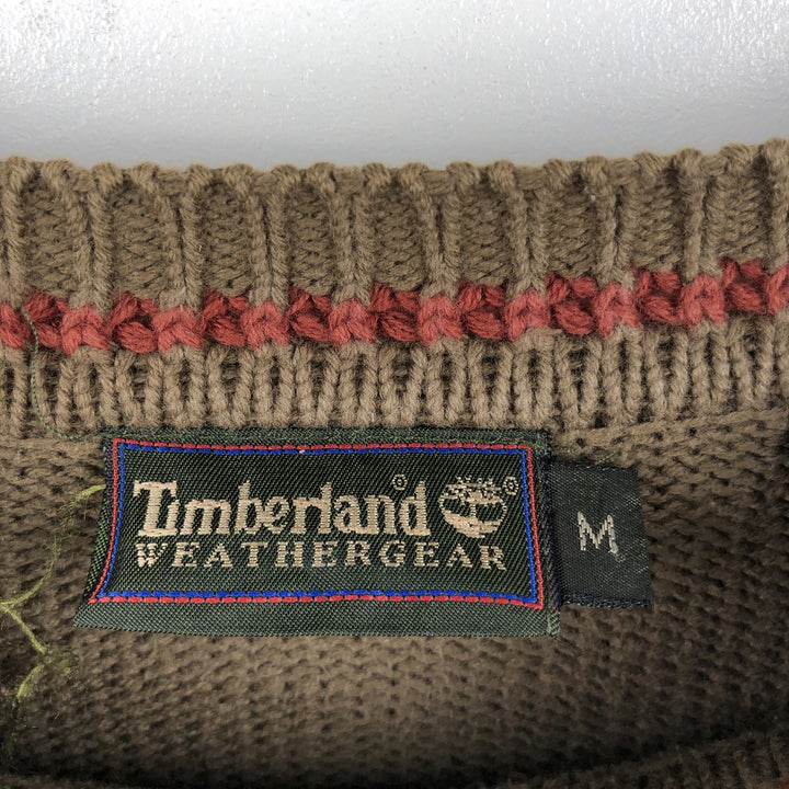 1990'S Timberland Weathergear Cotton Knit Sweater, Men's Size M (approx.), Vintage cotton Khaki type Vintage Second Hand