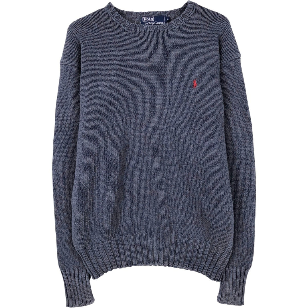 Ralph Lauren POLO by Ralph Lauren Cotton Knit Sweater Men's L size cotton blue type Vintage Second Hand