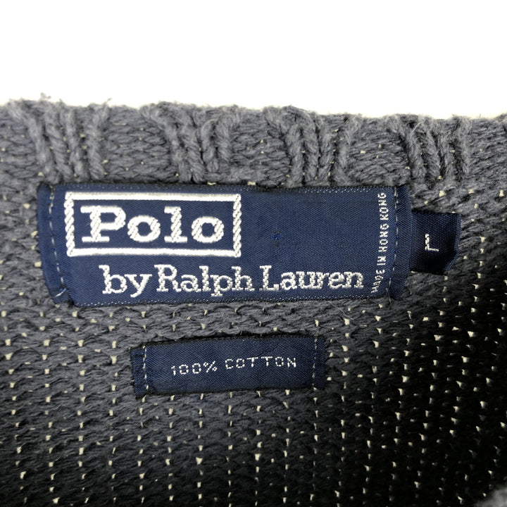 Ralph Lauren POLO by Ralph Lauren Cotton Knit Sweater Men's L size cotton blue type Vintage Second Hand