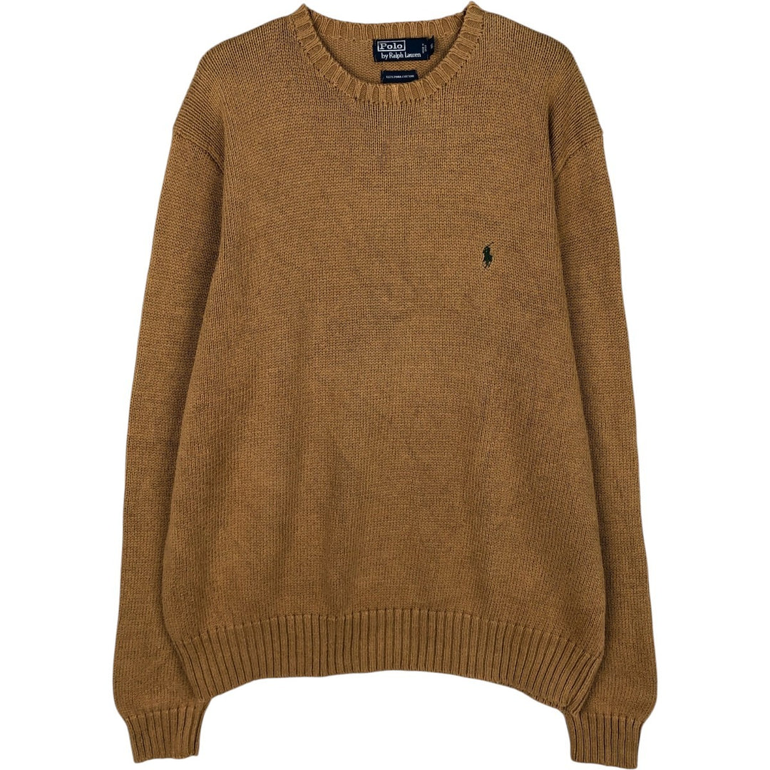 Ralph Lauren POLO by Ralph Lauren Pima Cotton Knit Sweater, Men's XL cotton beige type brown Vintage Second Hand