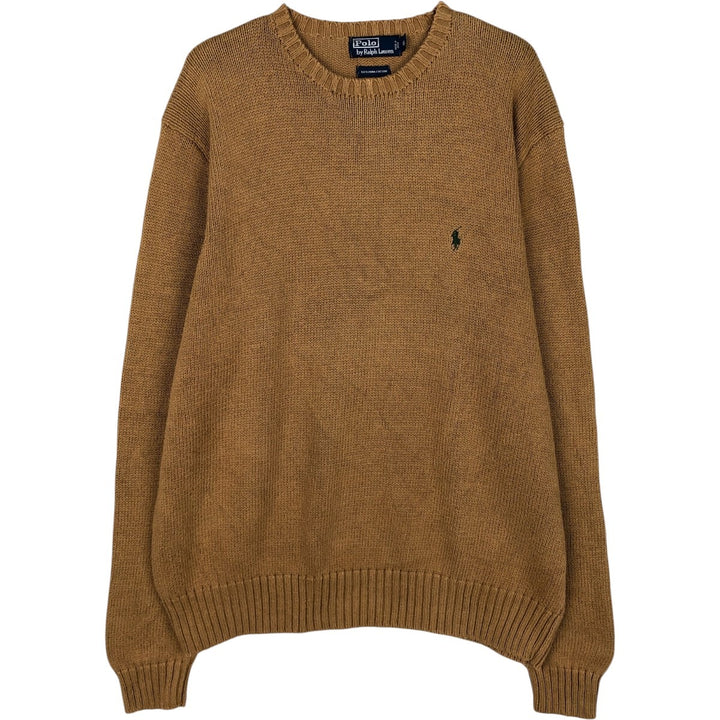 Ralph Lauren POLO by Ralph Lauren Pima Cotton Knit Sweater, Men's XL cotton beige type brown Vintage Second Hand