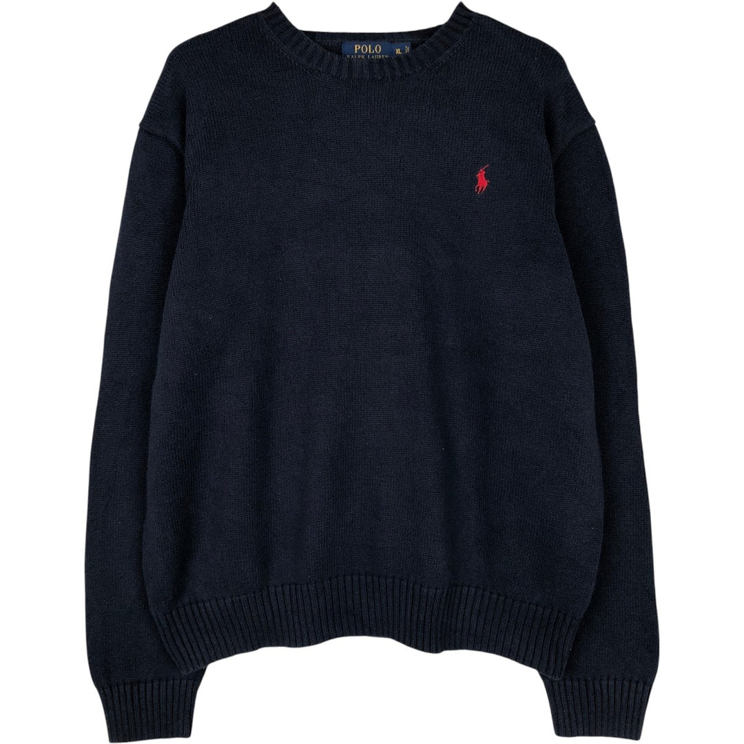 Ralph Lauren POLO by Ralph Lauren Cotton Knit Sweater Men's XL cotton navy blue type Vintage Second Hand