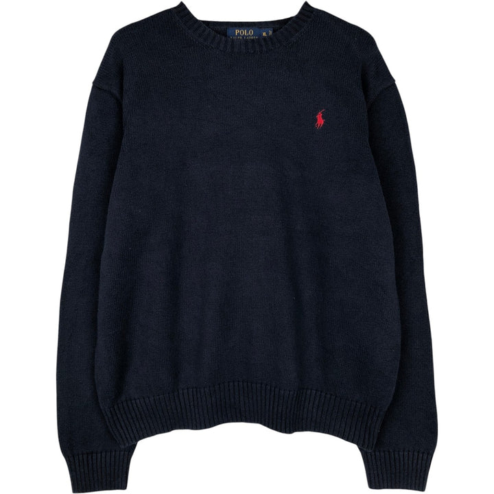 Ralph Lauren POLO by Ralph Lauren Cotton Knit Sweater Men's XL cotton navy blue type Vintage Second Hand