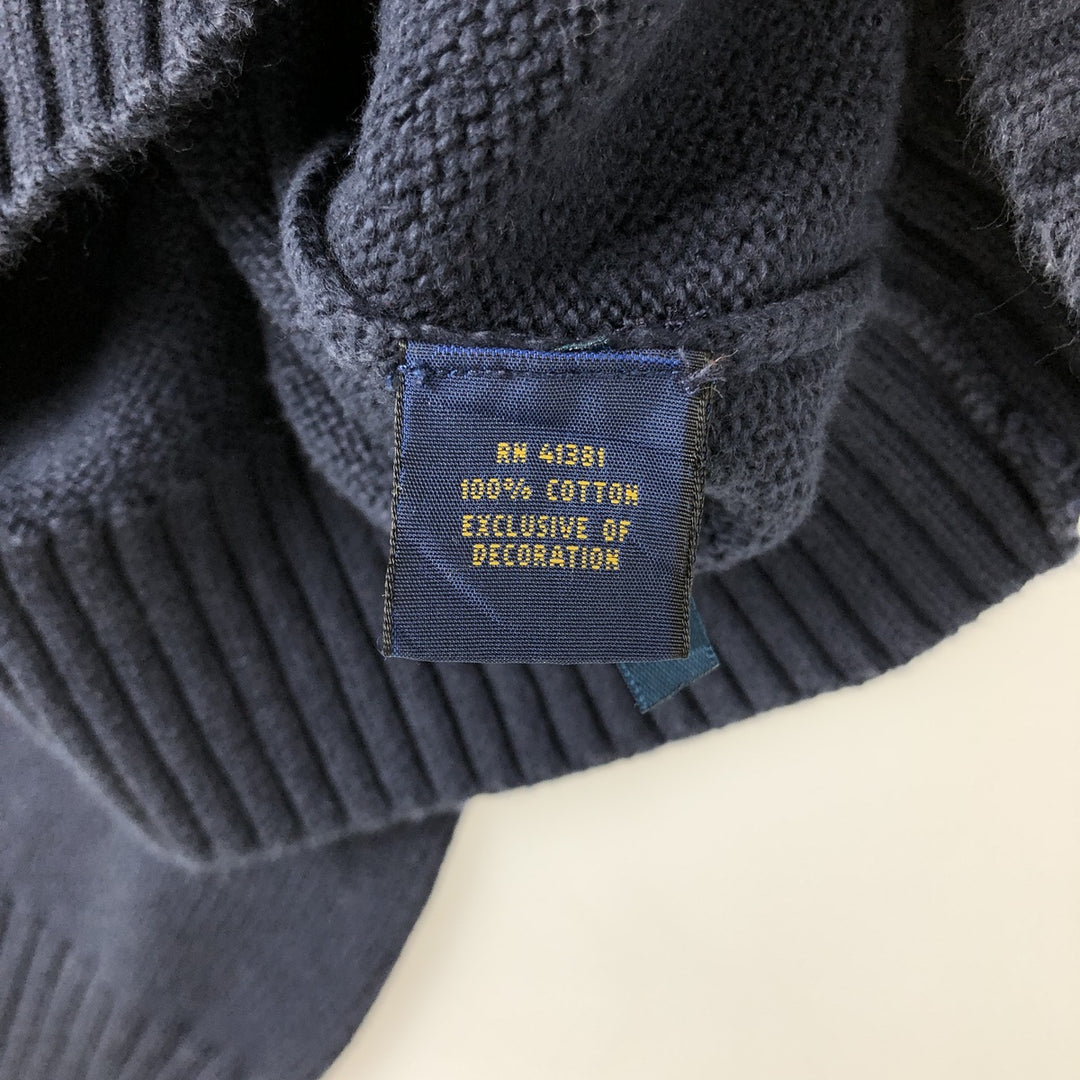 Ralph Lauren POLO by Ralph Lauren Cotton Knit Sweater Men's XL cotton navy blue type Vintage Second Hand