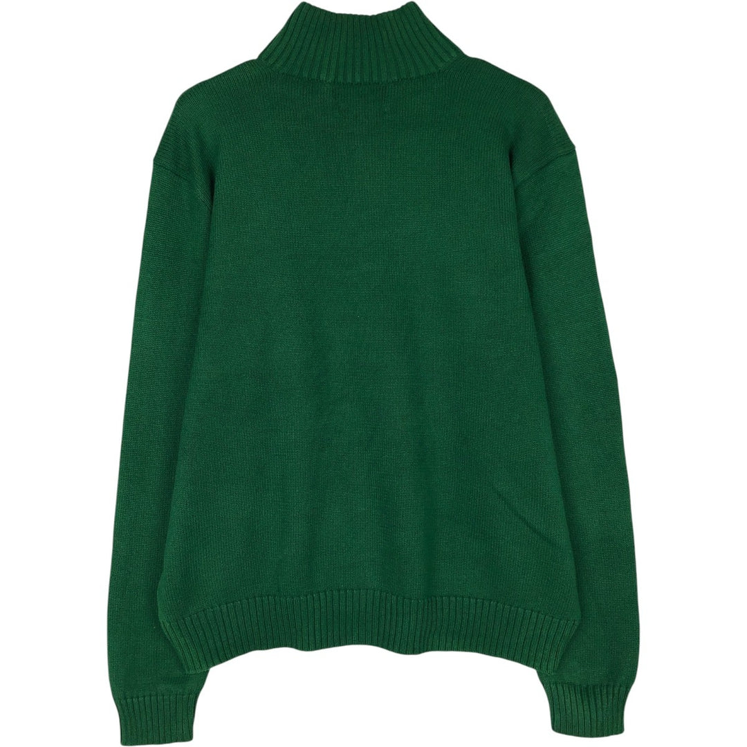 Ralph Lauren POLO by Ralph Lauren High-Neck Half-Button Cotton Knit Sweater, Men's Size XL (approx.) cotton green type Vintage Second Hand