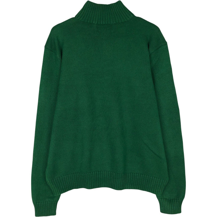 Ralph Lauren POLO by Ralph Lauren High-Neck Half-Button Cotton Knit Sweater, Men's Size XL (approx.) cotton green type Vintage Second Hand