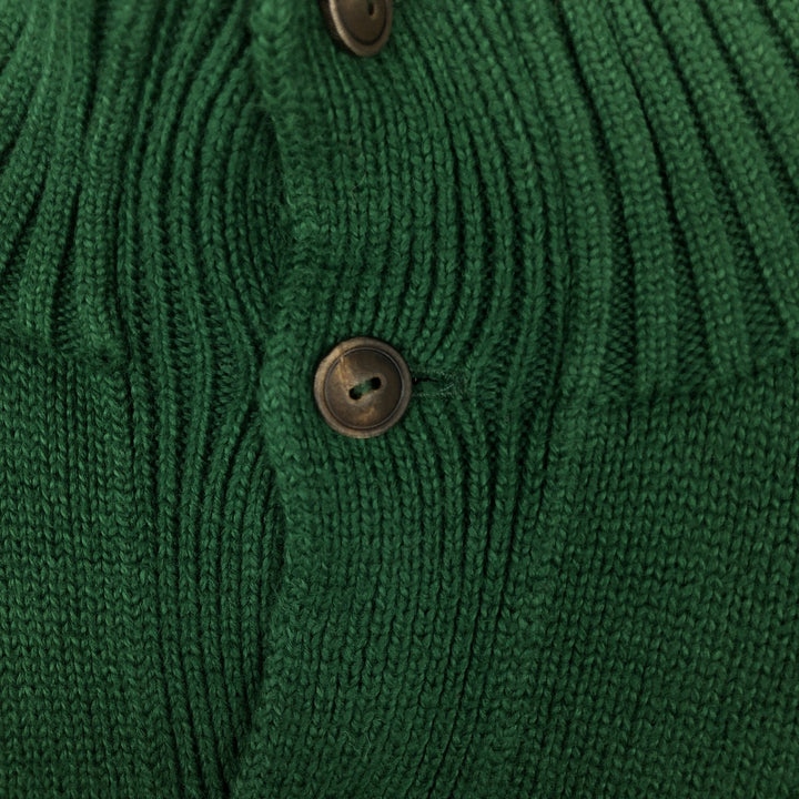 Ralph Lauren POLO by Ralph Lauren High-Neck Half-Button Cotton Knit Sweater, Men's Size XL (approx.) cotton green type Vintage Second Hand