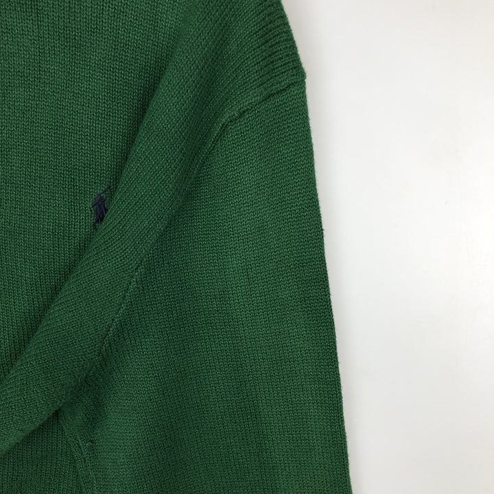 Ralph Lauren POLO by Ralph Lauren High-Neck Half-Button Cotton Knit Sweater, Men's Size XL (approx.) cotton green type Vintage Second Hand