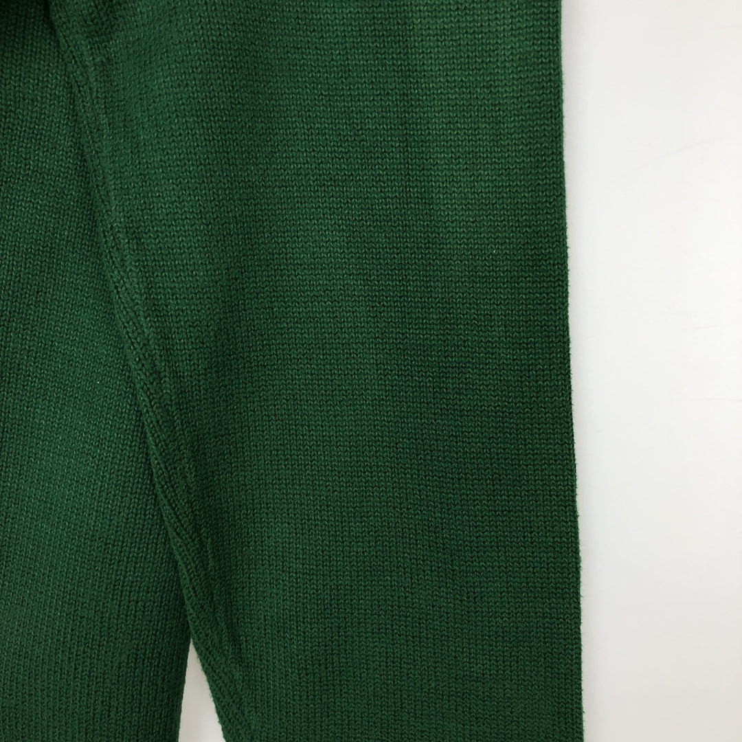 Ralph Lauren POLO by Ralph Lauren High-Neck Half-Button Cotton Knit Sweater, Men's Size XL (approx.) cotton green type Vintage Second Hand