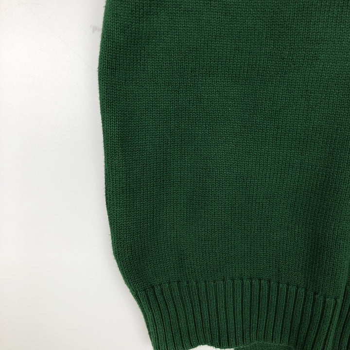 Ralph Lauren POLO by Ralph Lauren High-Neck Half-Button Cotton Knit Sweater, Men's Size XL (approx.) cotton green type Vintage Second Hand