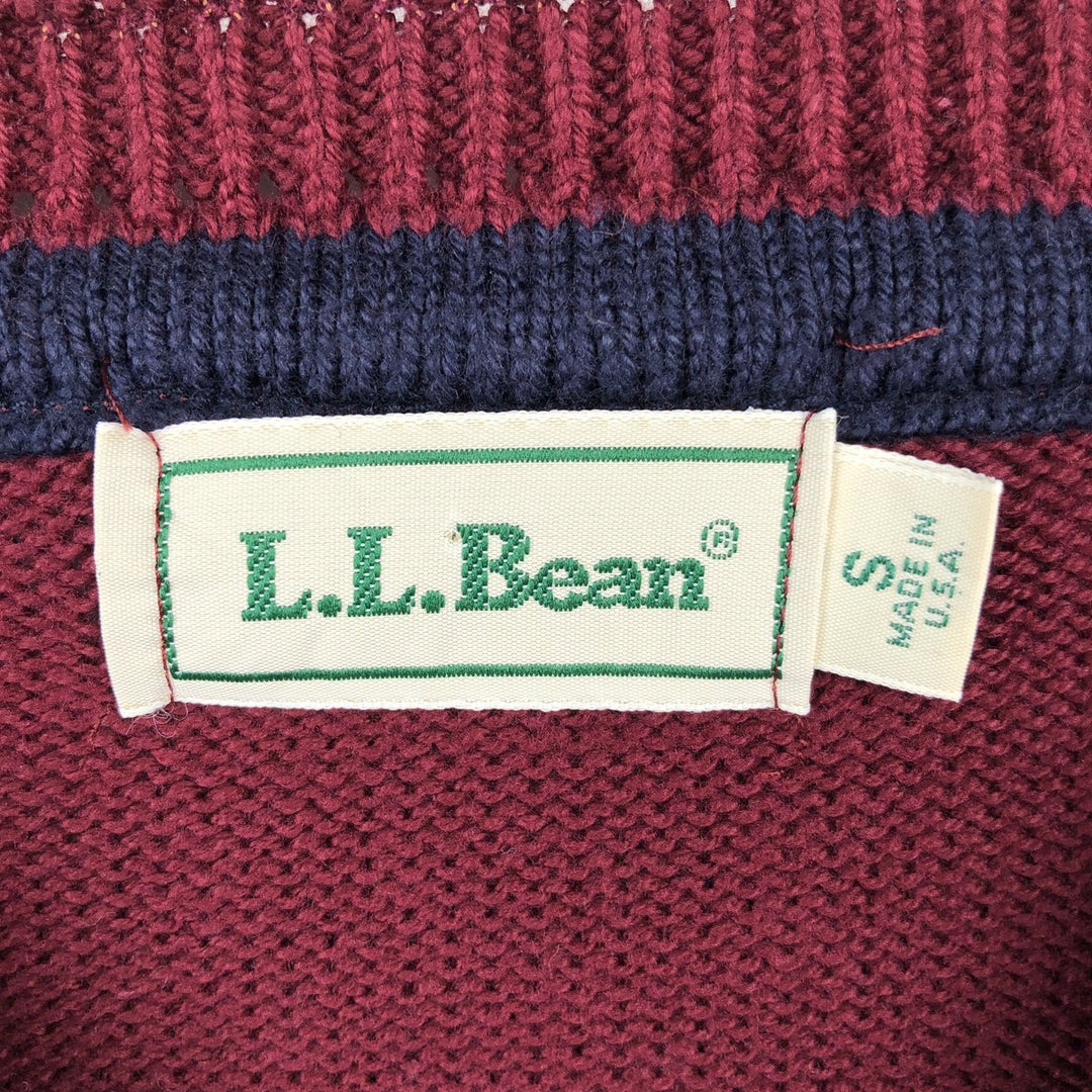 Vintage 70s-80'S LL Bean cotton knit sweater, made in the USA, men's size S equivalent. cotton Red type red-purple Vintage Second Hand