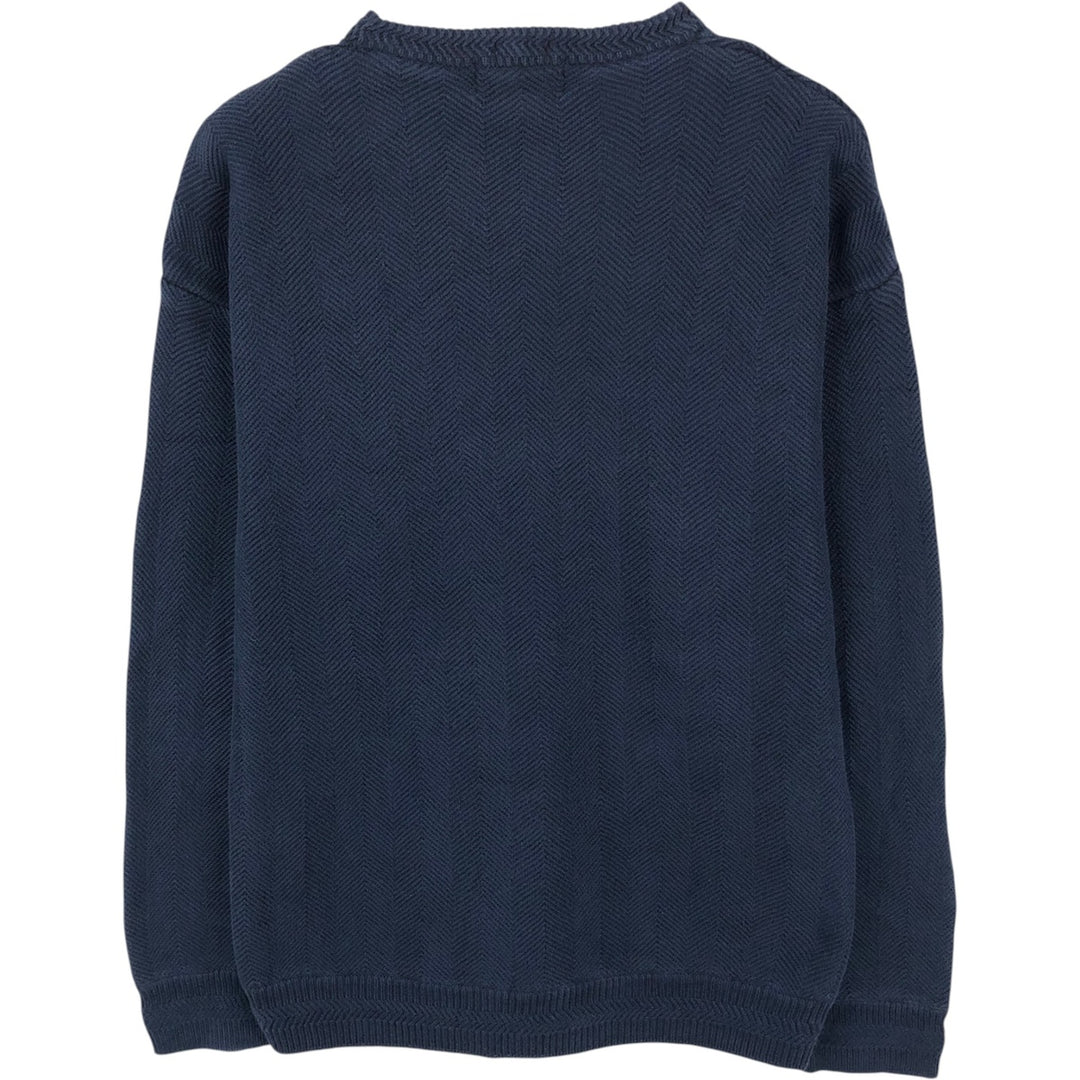 Ralph Lauren CHAPS Herringbone Cotton Knit Sweater, Men's Size L cotton navy blue type Vintage Second Hand
