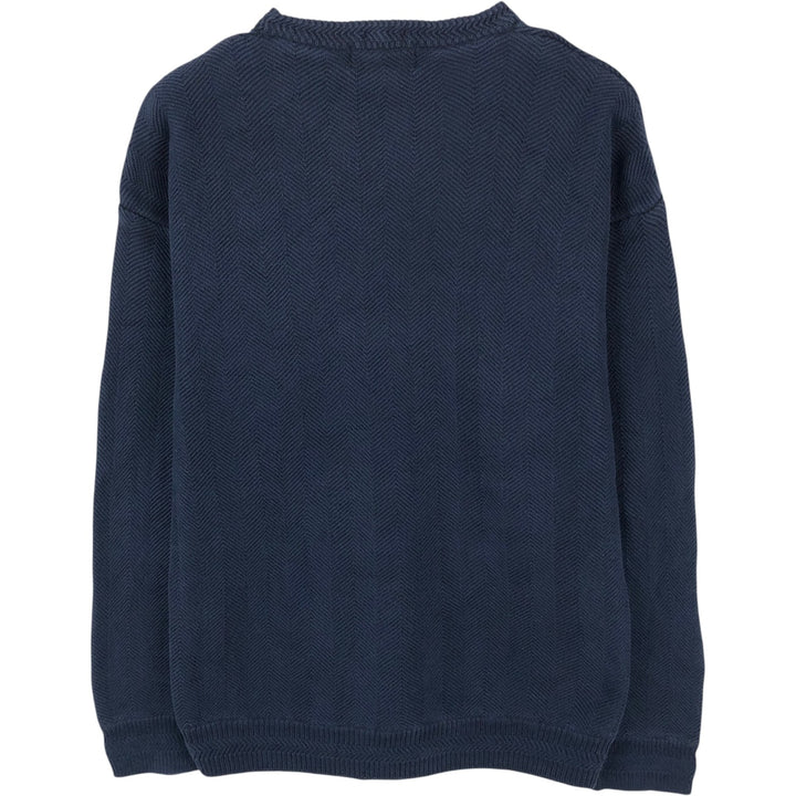 Ralph Lauren CHAPS Herringbone Cotton Knit Sweater, Men's Size L cotton navy blue type Vintage Second Hand