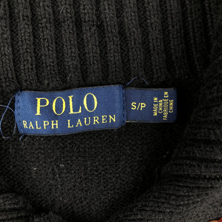 Ralph Lauren POLO RALPH LAUREN Cotton Knit Half-Button Sweater, Men's Size Small cotton black type Vintage Second Hand