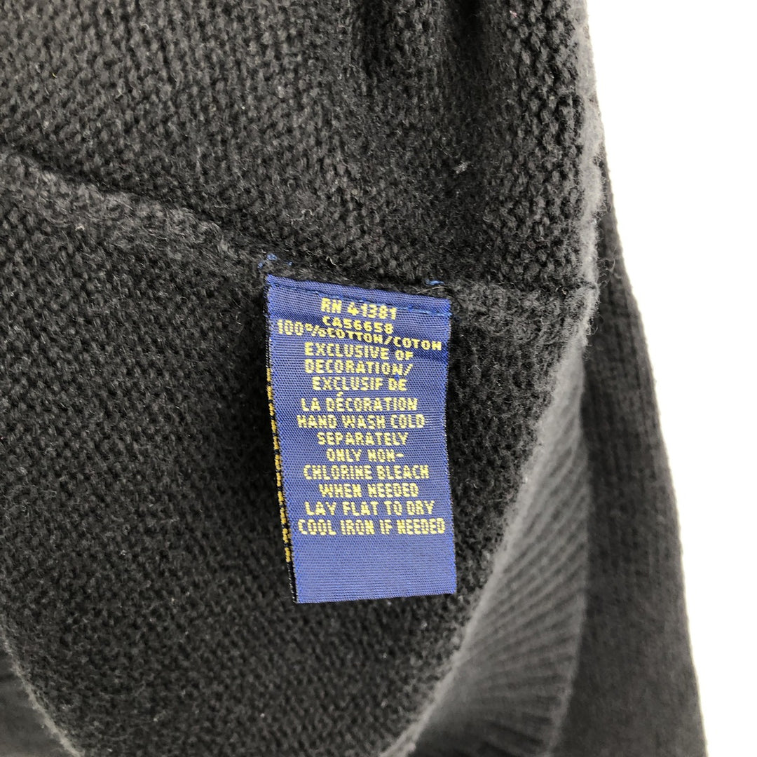 Ralph Lauren POLO RALPH LAUREN Cotton Knit Half-Button Sweater, Men's Size Small cotton black type Vintage Second Hand