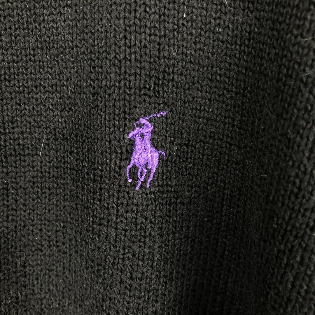 Ralph Lauren POLO RALPH LAUREN Cotton Knit Half-Button Sweater, Men's Size Small cotton black type Vintage Second Hand
