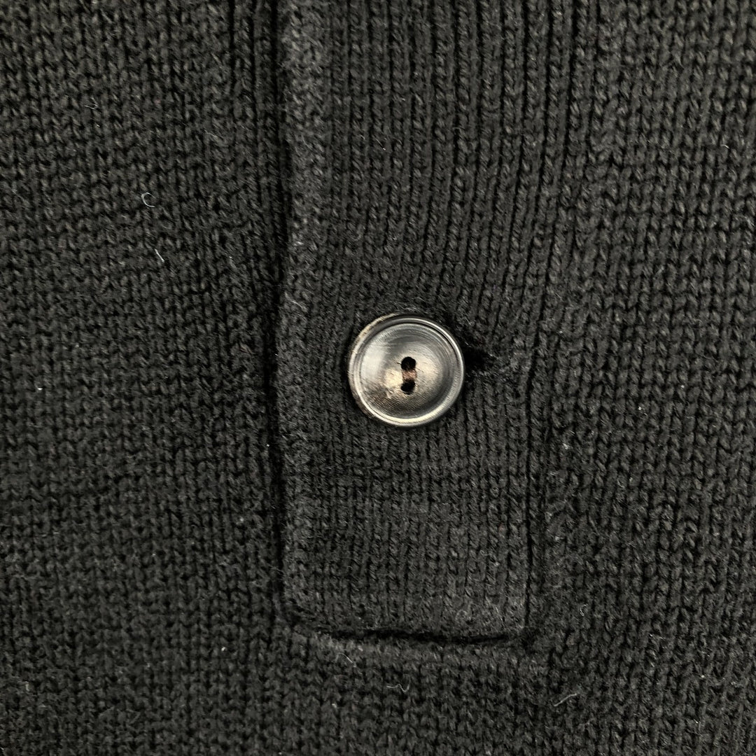 Ralph Lauren POLO RALPH LAUREN Cotton Knit Half-Button Sweater, Men's Size Small cotton black type Vintage Second Hand