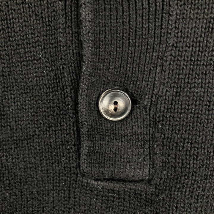 Ralph Lauren POLO RALPH LAUREN Cotton Knit Half-Button Sweater, Men's Size Small cotton black type Vintage Second Hand