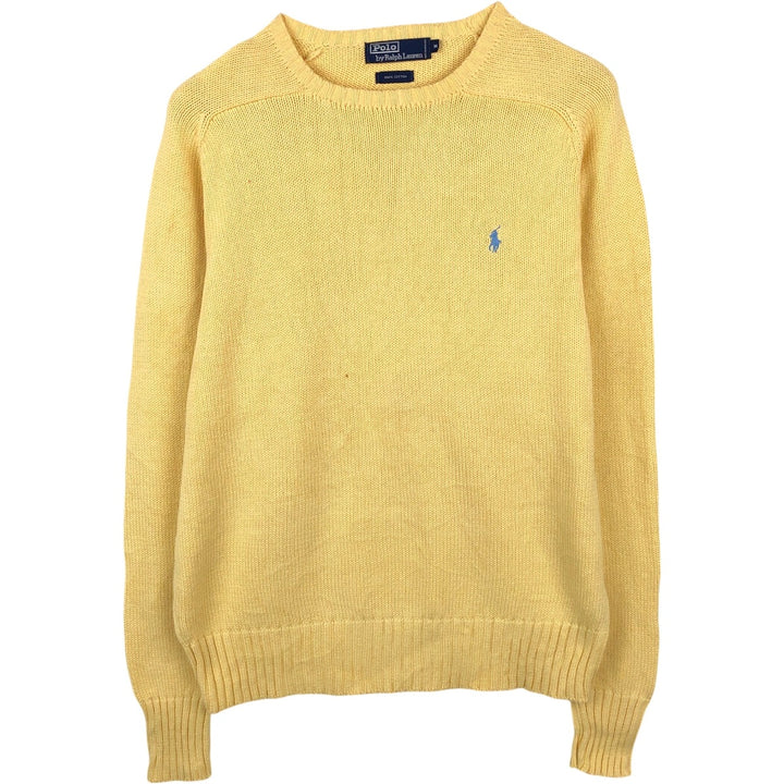 Ralph Lauren POLO by Ralph Lauren Cotton Knit Sweater Men's M Size cotton yellow type Vintage Second Hand