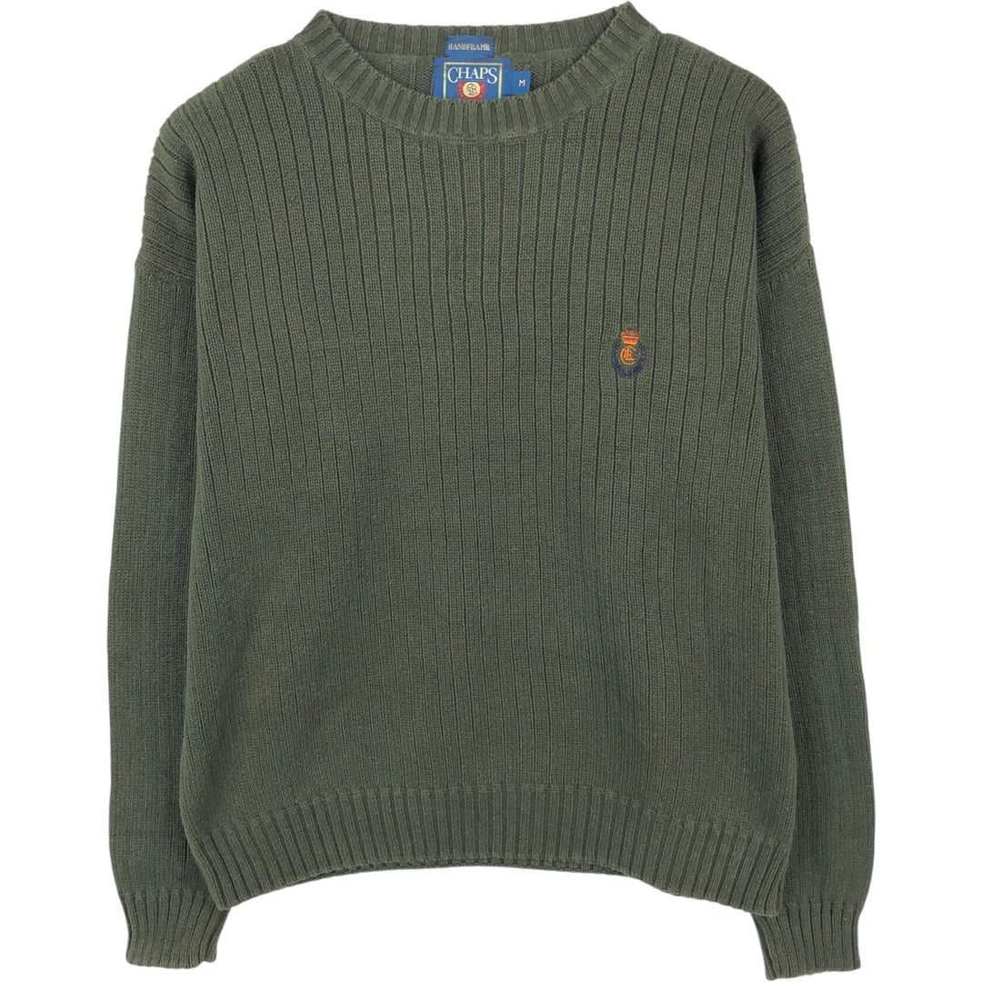 Vintage 80'S Ralph Lauren CHAPS cotton knit sweater, men's size M cotton Green type dark green Vintage Second Hand