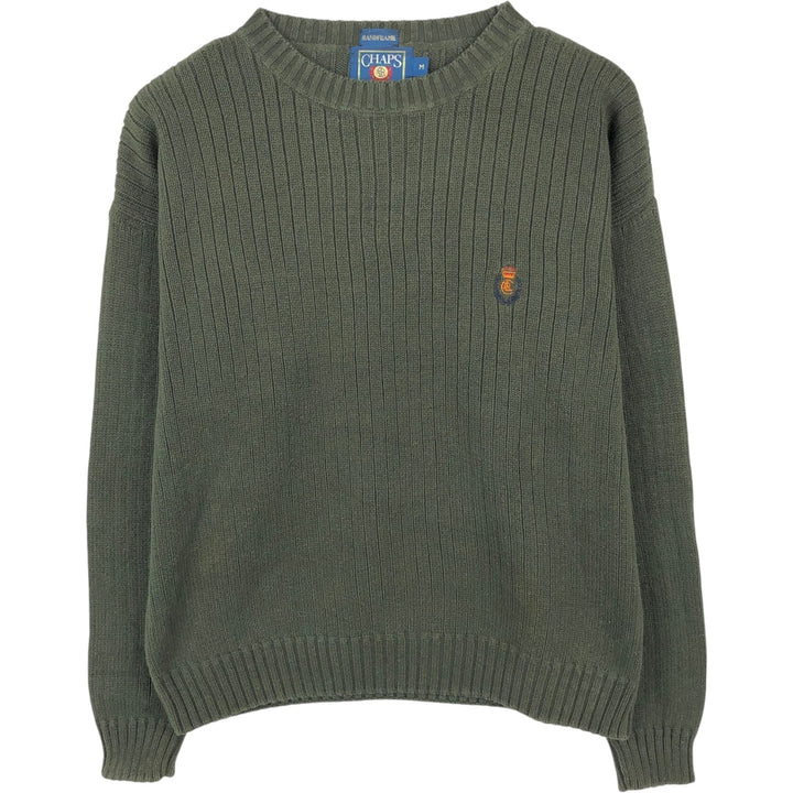 Vintage 80'S Ralph Lauren CHAPS cotton knit sweater, men's size M cotton Green type dark green Vintage Second Hand