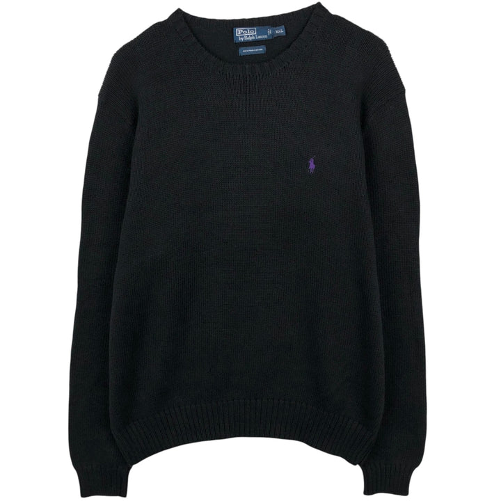Ralph Lauren POLO by Ralph Lauren Pima Cotton Knit Sweater, Men's Size XXL (approx.) Pima Cotton black type Vintage Second Hand