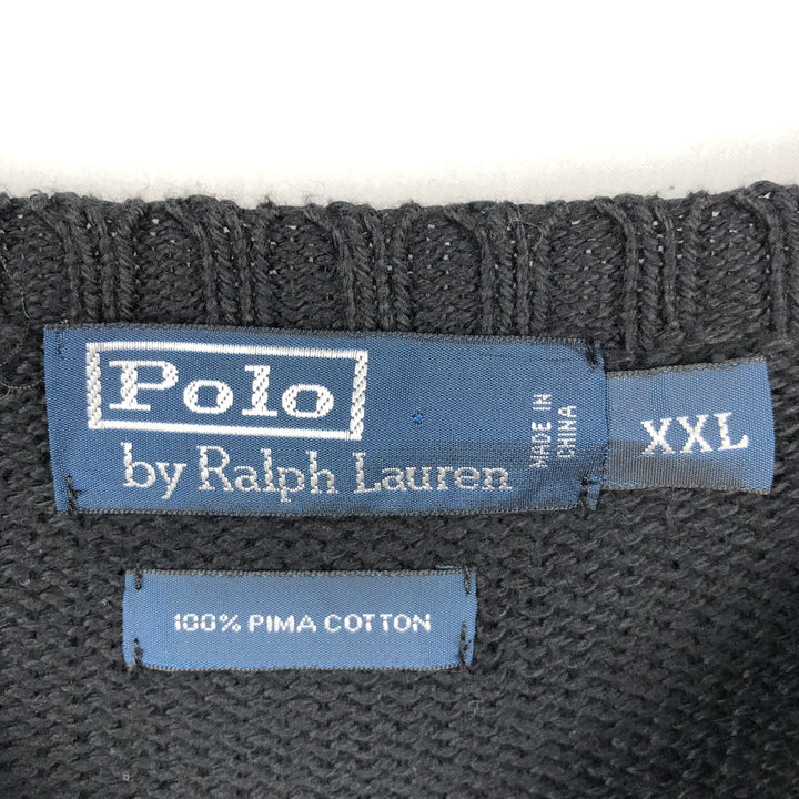 Ralph Lauren POLO by Ralph Lauren Pima Cotton Knit Sweater, Men's Size XXL (approx.) Pima Cotton black type Vintage Second Hand