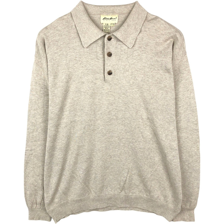 1990'S Eddie Bauer Polo Knit Sweater, Men's Size XL (Vintage) cotton unbleached Vintage Second Hand