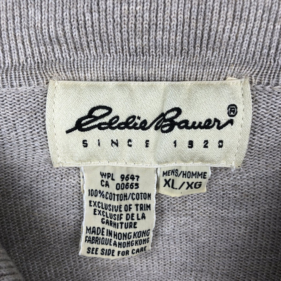 1990'S Eddie Bauer Polo Knit Sweater, Men's Size XL (Vintage) cotton unbleached Vintage Second Hand