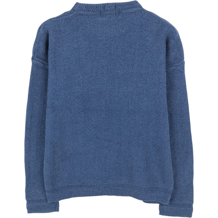 Ralph Lauren CHAPS Herringbone Cotton Knit Sweater, Men's Size L cotton navy blue type Vintage Second Hand
