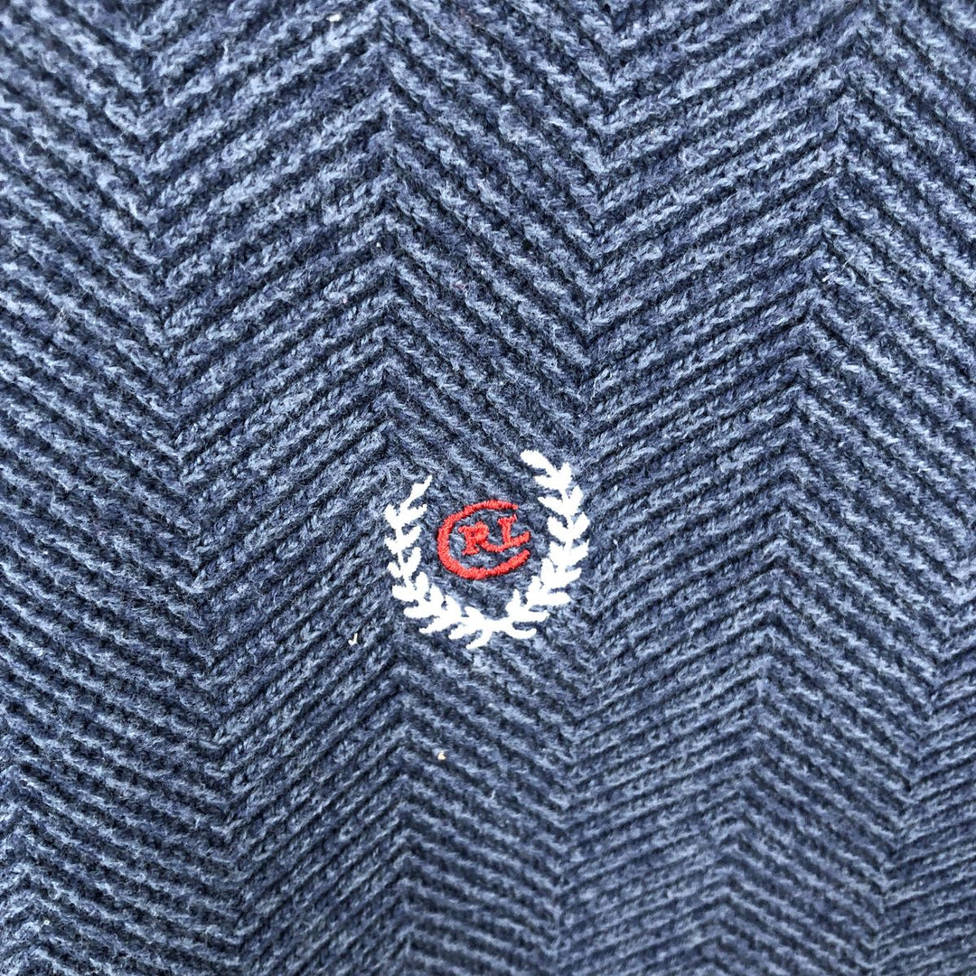 Ralph Lauren CHAPS Herringbone Cotton Knit Sweater, Men's Size L cotton navy blue type Vintage Second Hand