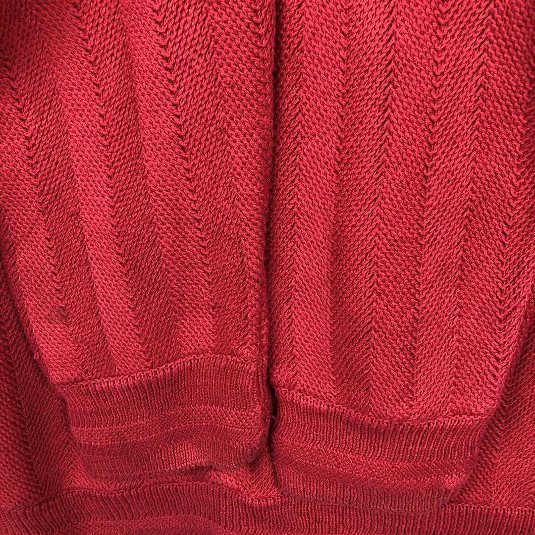 1990'S Ralph Lauren CHAPS Herringbone Cotton Knit Sweater, Made in USA, Men's Size XL (approx.), Vintage cotton red type Vintage Second Hand