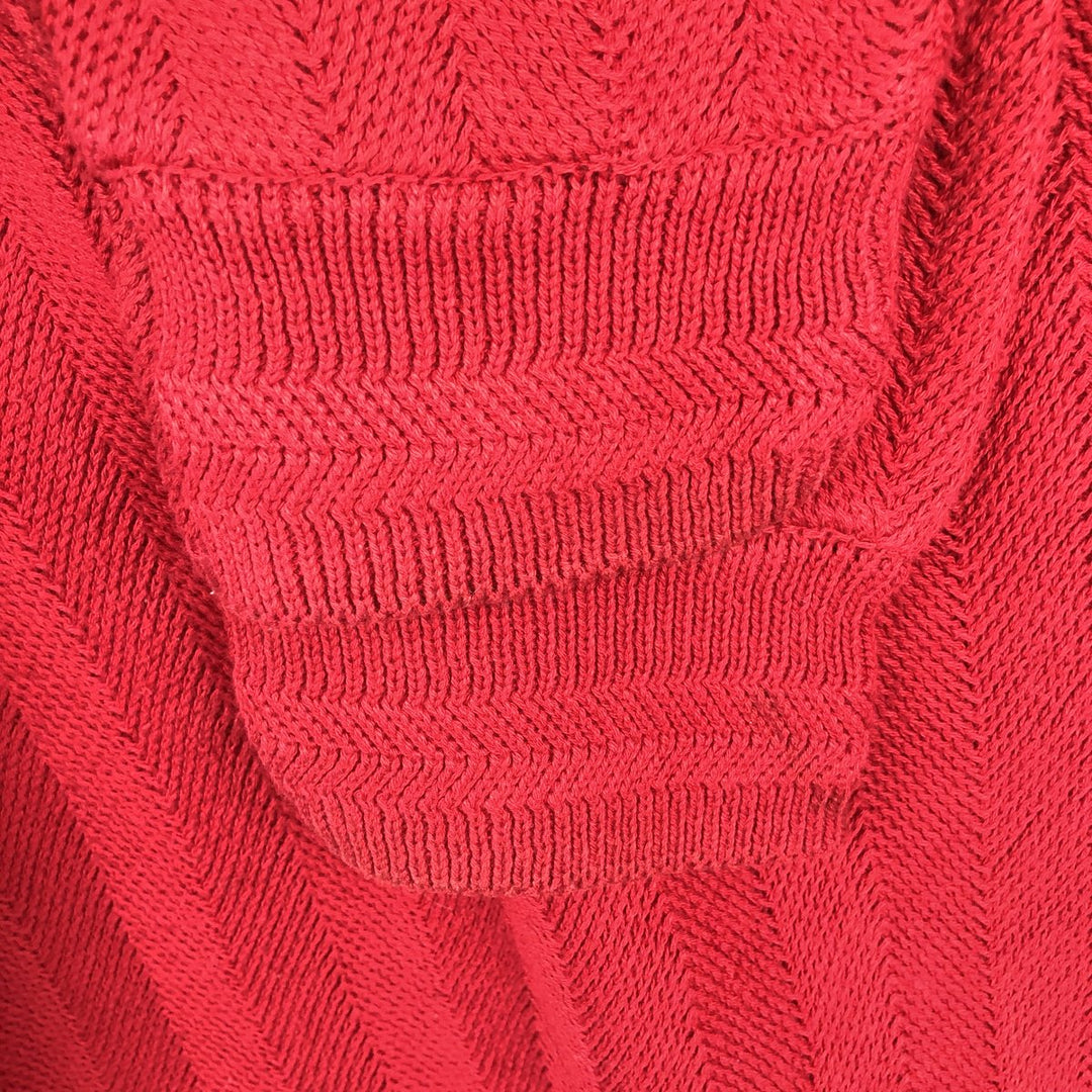 1990'S Ralph Lauren CHAPS Herringbone Cotton Knit Sweater, Made in USA, Men's Size XL (approx.), Vintage cotton red type Vintage Second Hand