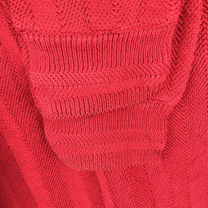 1990'S Ralph Lauren CHAPS Herringbone Cotton Knit Sweater, Made in USA, Men's Size XL (approx.), Vintage cotton red type Vintage Second Hand