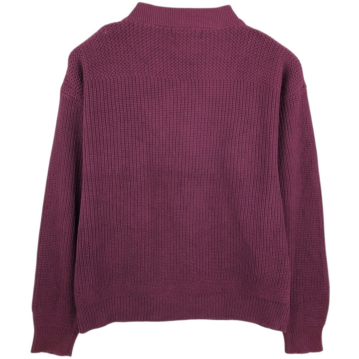 80s-90'S Eddie Bauer Black Tag Henley Neck Ribbed Cotton Knit Sweater, Men's Size L (Equivalent), Vintage cotton purple type Vintage Second Hand