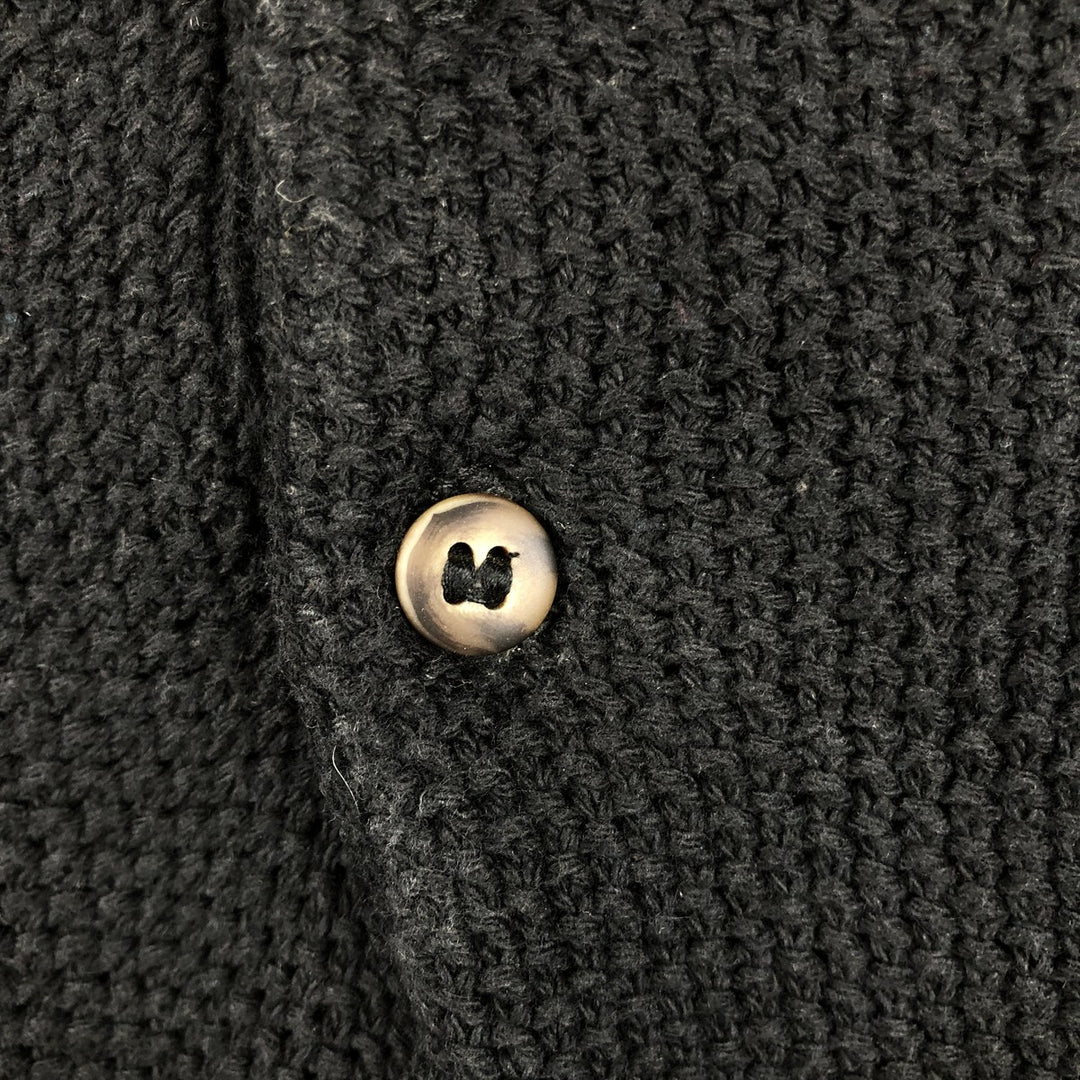 Eddie Bauer Henley Neck Cotton Knit Sweater, Made in USA, Men's Size XL (approx.) cotton black type Vintage Second Hand