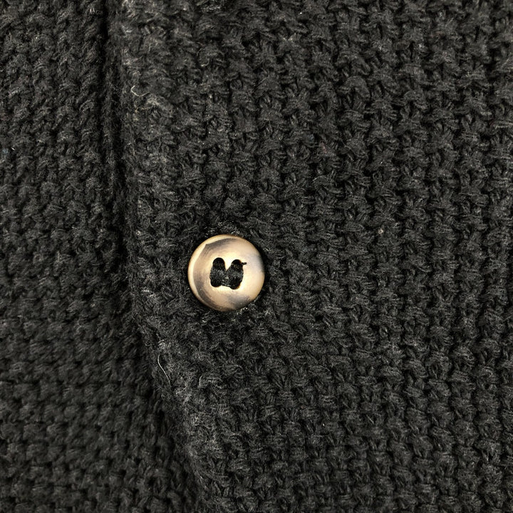 Eddie Bauer Henley Neck Cotton Knit Sweater, Made in USA, Men's Size XL (approx.) cotton black type Vintage Second Hand