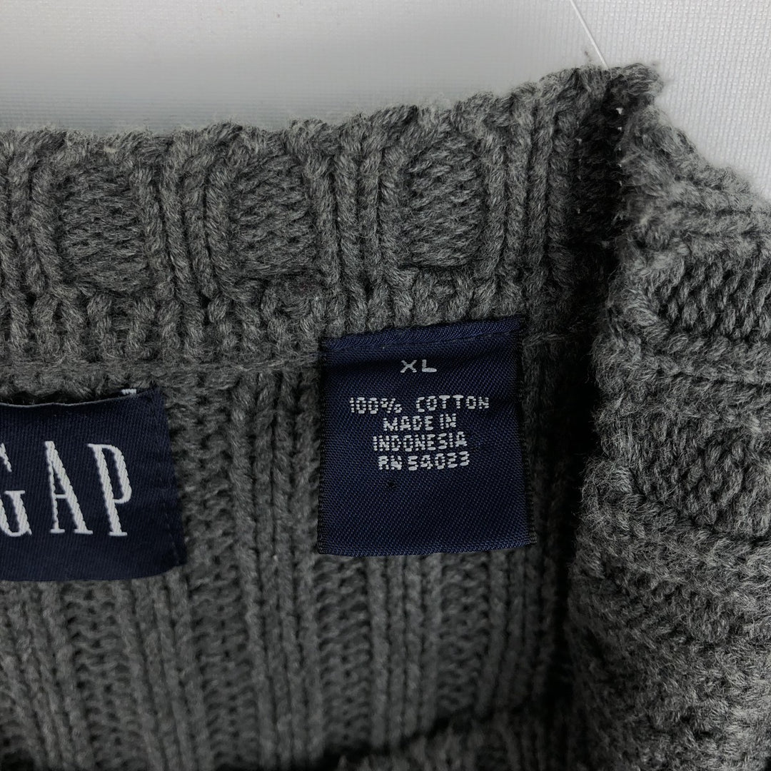 90'S GAP Vintage Ribbed Cotton Knit Sweater, Men's XL cotton gray type Vintage Second Hand